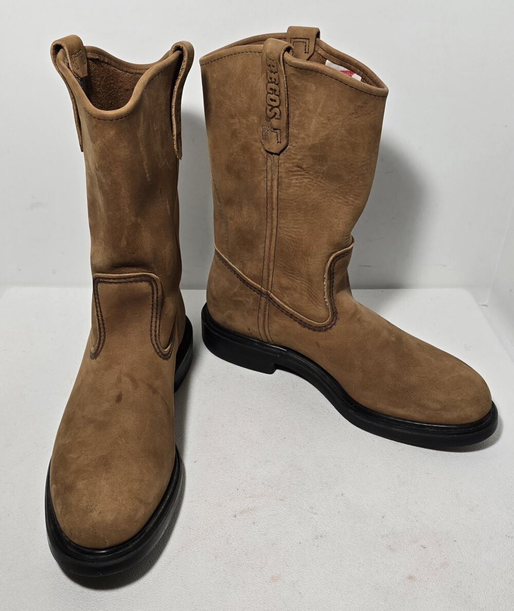 Red Wing 1105 Pecos Pull-On Work Boots Mens Size 9 D Tan Leather USA Soft Toe